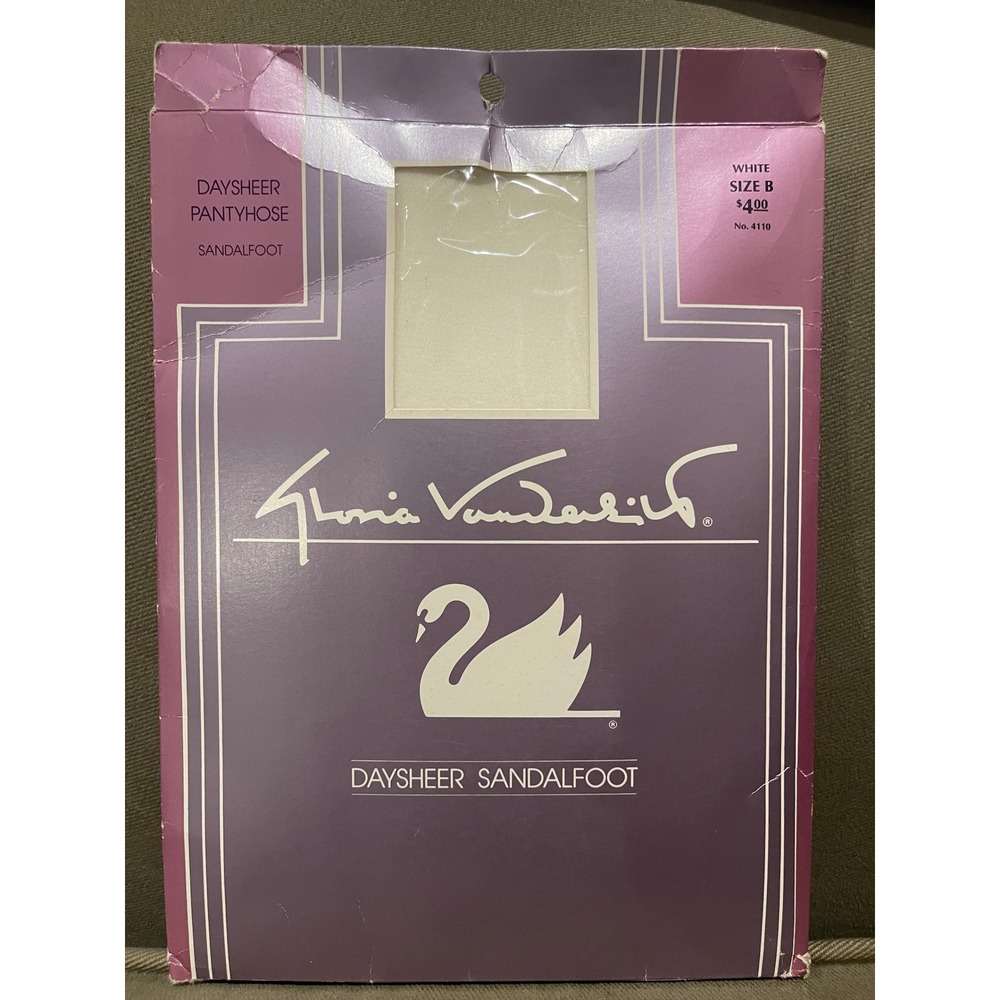 Vintage Gloria Vanderbilt Daysheer Sandalfoot Pantyhose White Size B No 4110 USA - Picture 2 of 2
